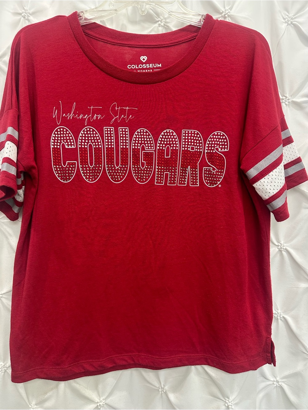 Colosseum Red Washington State Cougars Short Sleeve Tee with gem lettering